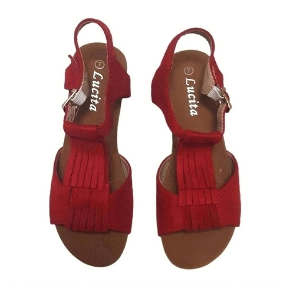 Lucita Red Fringe Sandals Womens Size 7